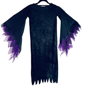 Witch Halloween Costume Girls Size M Dress Black Purple Sheer Long Sleeve - Picture 1 of 6