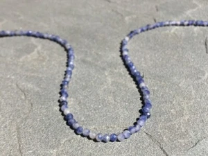 Blue Sodalite Faceted Round 2-3MM Gemstone Beads Men Women Handmade Necklace 18" - Picture 1 of 7