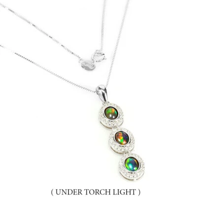 Colar de prata esterlina 925 oval opala preta joia de pedra preciosa topázio 5x4mm - Imagem 1 de 4