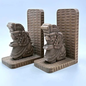 Sujetalibros vintage mexicanos tallados de madera guerrero maya azteca México mesoamericano - Imagen 1 de 7