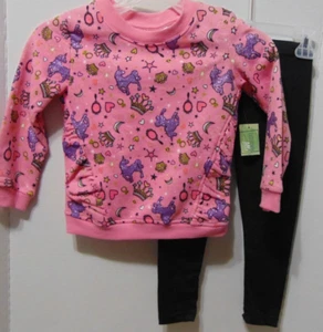 EINHÖRNER & KRONEN Größe 5/6 Fleece Sweatshirt und Leggings Set NEU mit Etikett! - Bild 1 von 8