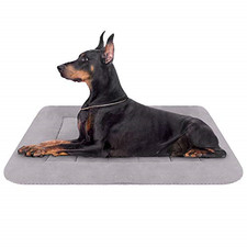 Large Dog Bed Crate Pad Mat Washable Non Slip Pet Beds For Sleeping Light Grey