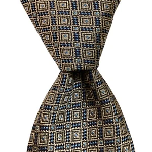 LARUSMIANI MILANO Seidenkrawatte XL ITALIEN Designer geometrisch hellbraun/blau gebraucht, in einwandfreiem Zustand selten - Bild 1 von 3