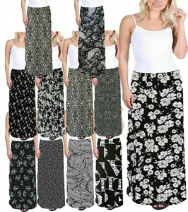 Damen Blumenmuster Maxirock Damen Blumenmuster volle Länge elastische Taille 12-30 - Bild 1 von 12
