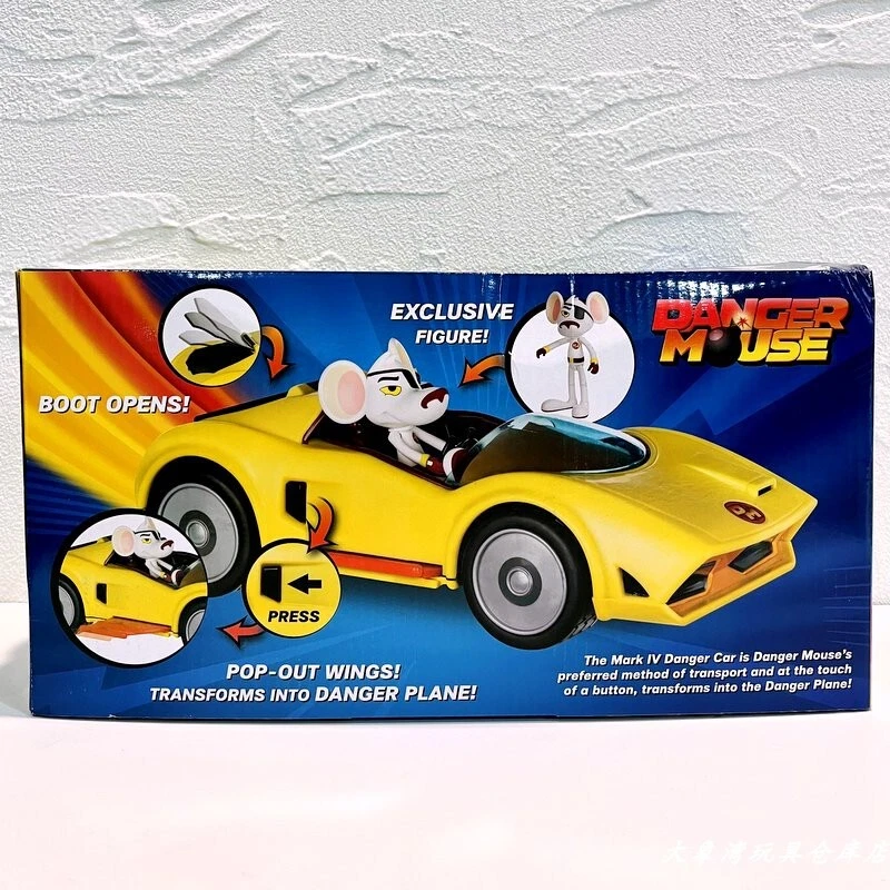 Children's Toy Car Danger Mouse Figurine 25CM and Yellow Convertible Model Gift