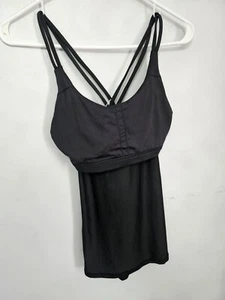 Icyzone Black Womens tank size M criss cross - built in bra-new W1 - Picture 1 of 8