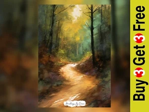 Verzauberter Waldweg 5"x7" Druck auf mattem Papier | Ruhige Waldmalerei - Bild 1 von 7