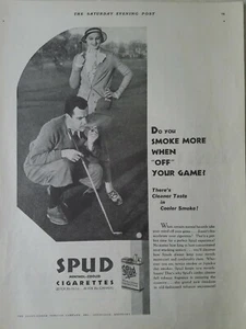 1931 Spud menthol cigarettes man woman golf course Club ball vintage ad - Picture 1 of 1