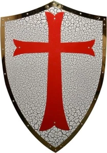 Escudo Medieval Cruz Roja Caballero Templario 18G Acero LARP Escudo de Combate para Juegos con disfraces - Imagen 1 de 5
