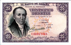 Spain 25 Pesetas 1946 Pick# 130a - Picture 1 of 3