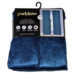 Parklane 2 Panel Piece Blackout Window Panels Rod Pocket 37x63in Teal Blue - Picture 1 of 1