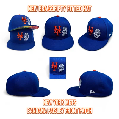 New Era New York Mets 59FIFTY Fitted Hat Paisley Bandana Patch Royal Blue 7 5/8 - Image 1 of 4