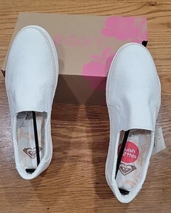 Scarpe in tela Roxy Talli nuove con scatola, taglia 8,5 bianche, rifinite beige - Foto 1 di 9
