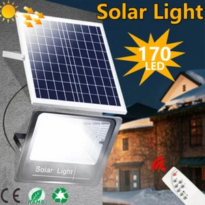 170LED Solar Garden Light PIR Motion Sensor Outdoor Yard Wall Light w/ Remote - Picture 1 of 15