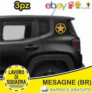3 Stickers Star Military CM 20 US Army Jeep Renegade off-Road 4X4 Gold - Picture 1 of 1