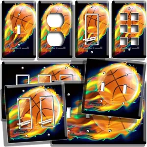 PELOTA DE BALONCESTO COLORIDAS LLAMAS INTERRUPTOR DE LUZ PLACAS DE PARED DECORACIÓN SALA DEPORTIVA - Imagen 1 de 34