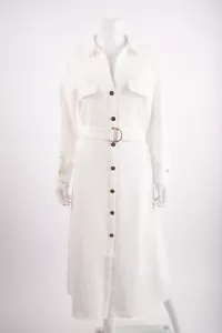 Zara Womans Midi Shirt Dress Size L Oyster White gold buttons 8401/522 NWT - Picture 1 of 6