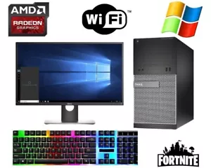 DELL Gaming Desktop PC Intel i5 AMD RX 16GB 500GB HDD Windows 10 WIFI DVD 19"LCD - Picture 1 of 6