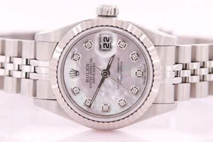 Ladies Rolex Datejust Stainless Steel Automatic Diamond Watch with Box & Papers - Picture 1 of 12