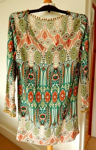 Summer Tunic Dress 38" Bust 31"Long Lightweight Pom Poms Holiday Summer Party - Picture 1 of 19