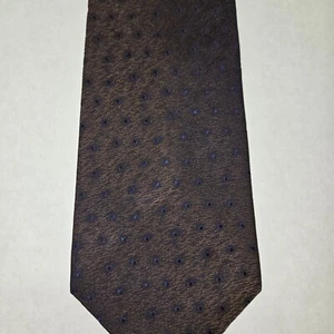 Cravatta Calvin Klein marrone geometrica 100% seta made in USA 57" x 4" - Foto 1 di 5