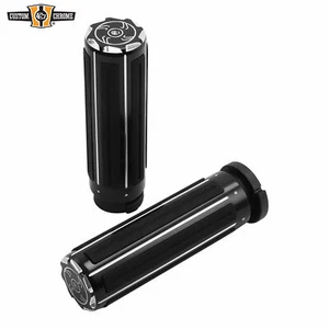 Empuñaduras de manillar negras brillantes de 1"" aptas para acelerador de cable Harley Davidson 73-up - Imagen 1 de 7