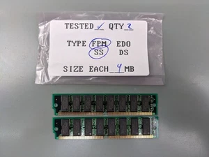 (2) 4MB FPM SIMMs, 72-pin RAM Memory Sticks (8MB Total) - Picture 1 of 3