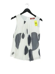 Max Mara Women's Blouse M White Graphic 100% Other Sleeveless Round Neck Basic - Picture 1 of 5