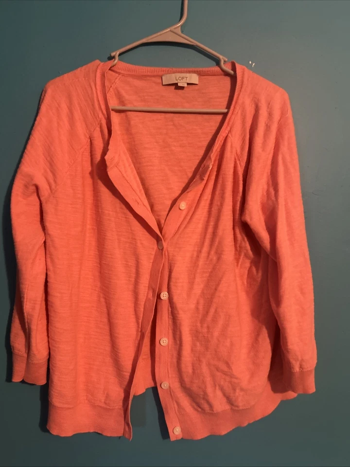 Suéter cárdigan de manga larga Loft para mujer talla XL con botones al frente Foto 1 de 3