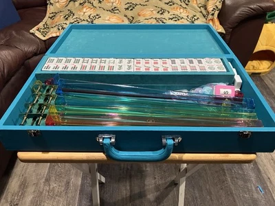 Premium Dragon Tile Mah Jong Set In Teal Premium Carry Case - Image 1 of 4