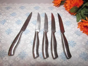 THOMAS ROSENTHAL GRUPPE SET (5) EDELSTAHL WELLENSCHLIFF/EINFACHE KANTE STEAKMESSER 9" - Bild 1 von 7