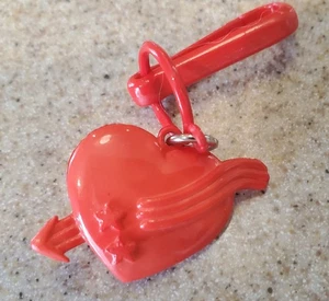 Vintage 1980s Clip Bell Charm Red Heart with Arrow - Picture 1 of 1