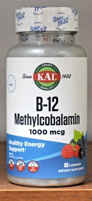 Micro pastillas KAL B-12 metilcobalamina 1000 mcg sabor a baya natural 1.000 mcg Foto 1 de 4