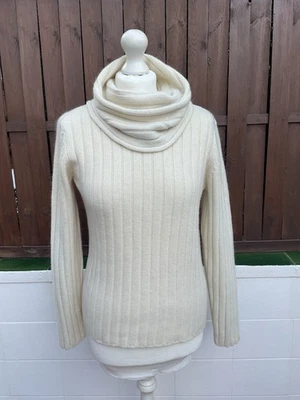 WORN ONCE - RALPH LAUREN WOMANS CREAM WOOL/ANGORA/CASHMERE-MIX JUMPER - LARGE - Image 1 of 4