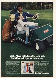 Calcetines profesionales interwoven 1974: anuncio impreso vintage de Willie Mays - Imagen 1 de 1