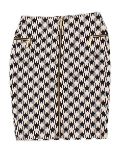 MICHAEL KORS Womens Straight Skirt US 4 Small W28 Beige Houndstooth AA10 - Picture 1 of 3