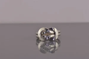 Sterling Silver 12mm Flattened Looped Love Knot Double Band Ring 925 Sz: 7 - Picture 1 of 8