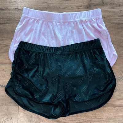 Juicy Couture Woman’s Shorts M Black Pink Velour  Y2K NWOT Rhinestone Lounge - Image 1 of 4
