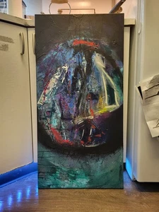 Pieza de Arte Abstracto Original Profesional Outsider Lienzo Acrílico Pieza 36x24 - Imagen 1 de 24