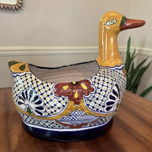 Large Mexican Duck Planter | Hand-Painted Talavera Hand Signed By The Artist - Picture 1 of 15
