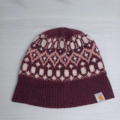 Carhartt Springvalle Gorro Gorra Mujer Borgoña Fair Isle Invierno Foto 1 de 4