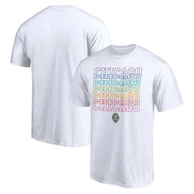 Unisex White Chicago Sky Wordmark Pride T-Shirt - Image 1 of 3