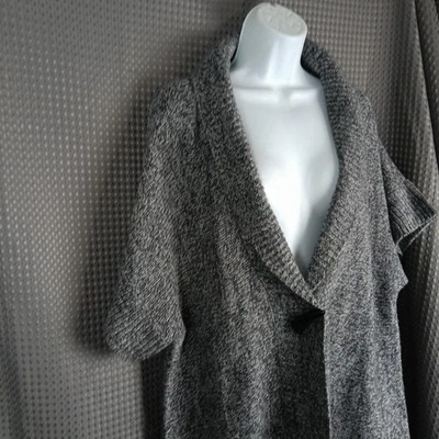 Suéter Liz & Me Mujer 0X 16W Gris Chal Cuello Palanca Manga Corta Talla Grande Foto 1 de 4