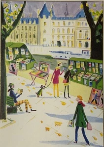 VTG Caspari Blank Note Card Dominique Corbasson “Quai de la Megisserie” French - Picture 1 of 4
