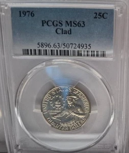 Cuarto Washington 1976 graduación profesional MS63 revestido (certificación #5896,63/50724935) - Imagen 1 de 2