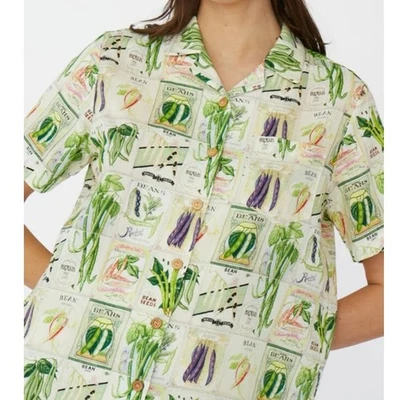 Camisa abotonada Rachel Antonoff paquetes de semillas de frijoles talla XS Foto 1 de 4