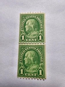 USA, 1923-25, Scott # 604, 1 Cent, Green Line Pair. - Bild 1 von 3