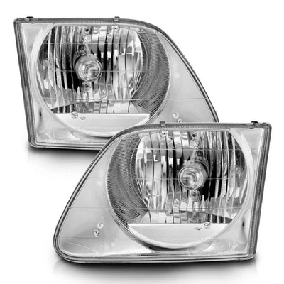 Anzo 111030 Chrome Euro Headlights Halogen Bulbs for 97-03 Ford Expedition F150 Foto 1 de 4