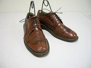 Vintage Mens Nunn Bush Scotch Brown Pebble Grain Wing Tips 9 C - Picture 1 of 9