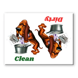 Bloodhound Dog Clean Dirty 3 1/2" x 2 1/2" Steel Cased DISHWASHER MAGNET - Picture 1 of 2